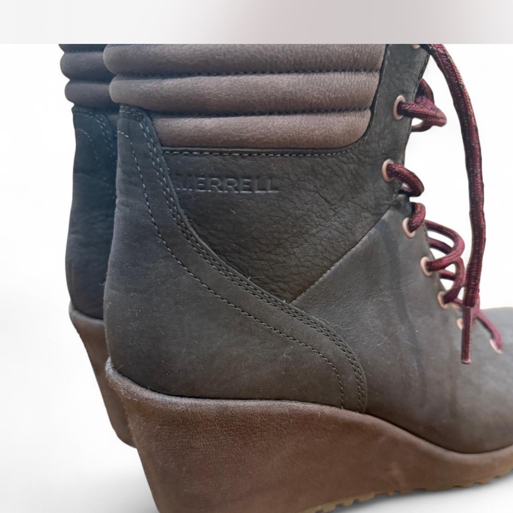 Merrell Women’s Tremblant Wedge Waterproof Boots Brown Size 7.5 - Picture 3 of 5